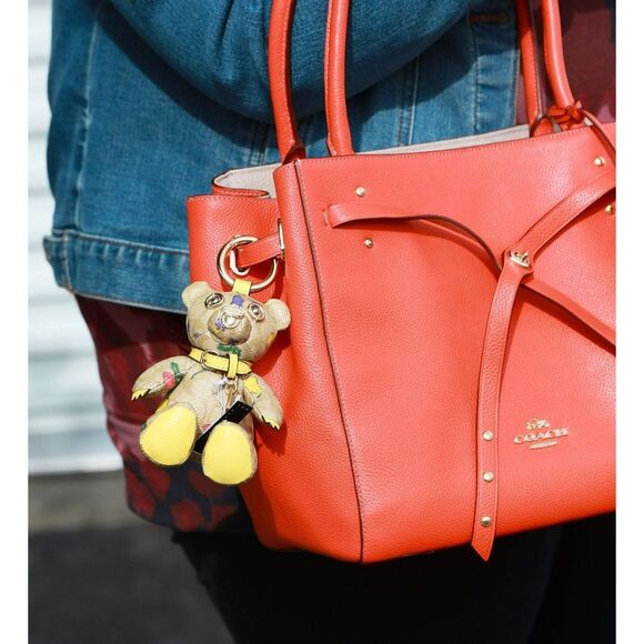 NWT Coach Signature Dreamy Veggie 3D Bear Plush Keychain Bag Charm - Picture 1 of 6